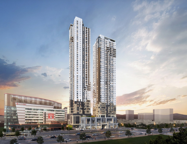 KCC건설이 공급하는 아산 벨코어 스위첸 조감도