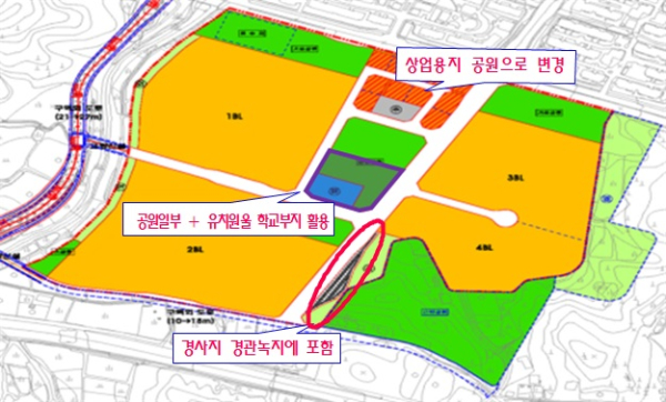 대전 대덕지구 학교용지 확보 개념도