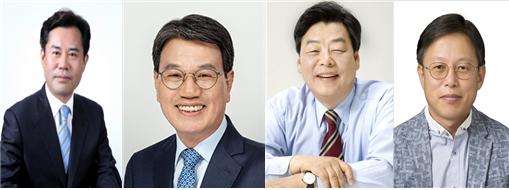 박정현 부여군수, 김돈곤 청양군수, 가세로 태안군수, 김영우 후보