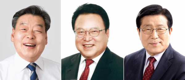 왼쪽부터 민주당 가세로, 무소속 김세호, 국민의힘 한상기 태안군수 예비후보