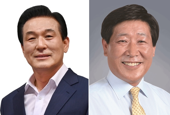왼쪽부터 국민의힘 백성현, 민주당 김진호 논산시장 예비후보