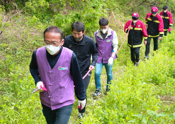 12일 유관기관과 함께 실제 산불재난을 가상한 산불진화 합동훈련 실시 모습