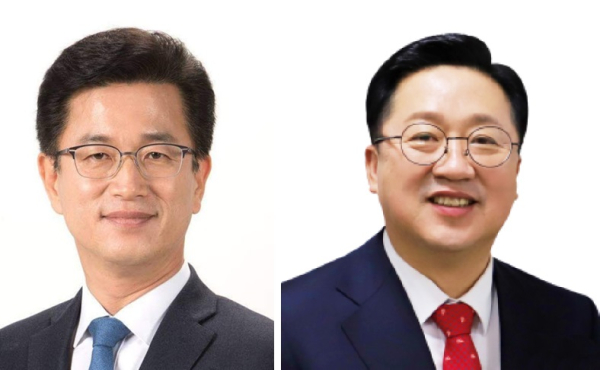 (왼쪽부터) 더불어민주당 허태정, 국민의힘 이장우 대전시장 후보.