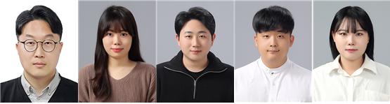 (왼쪽부터) 한밭대학교 김정현 지도교수, 송경은, 백기상, 김찬규, 임지민 대학원생