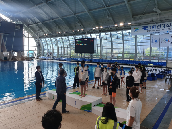 대전교육청 선수단 전국소년체전 참가 메달 수상 모습