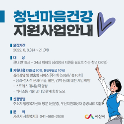 청년 마음건강 지원사업 안내 홍보 전단