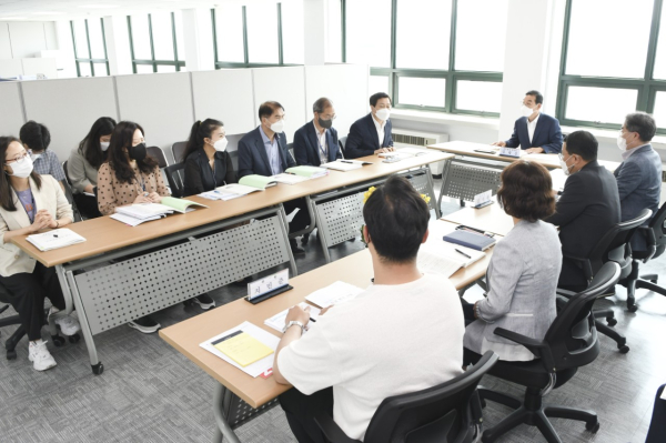 김광신 대전 중구청장 당선인, 13일 구정 주요업무보고회 참석 모습