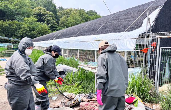 지난 25일 대전 거주 외국인주민 20명과 함께 유기견 보호소에서 봉사활동 진행
