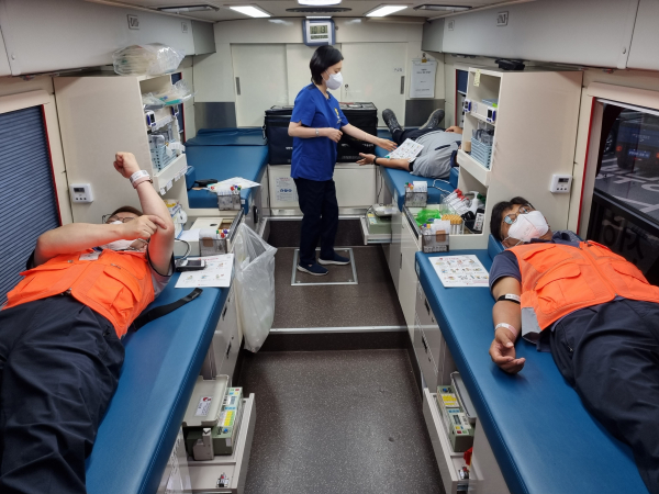 29일 당진발전본부 헌혈 진행 모습