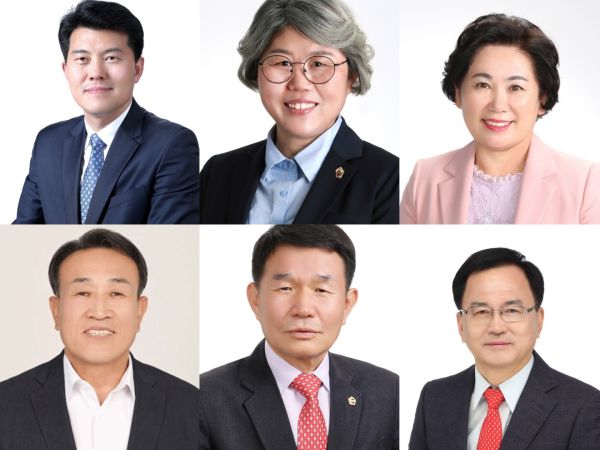 왼쪽 상단부터 김기서, 김명숙, 김옥수, 김응규, 정광섭, 편삼범 위원장