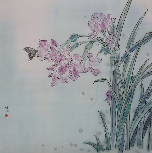 (진약금) 귀소（归栖），68cmx68cm，화선지에 채색，2019