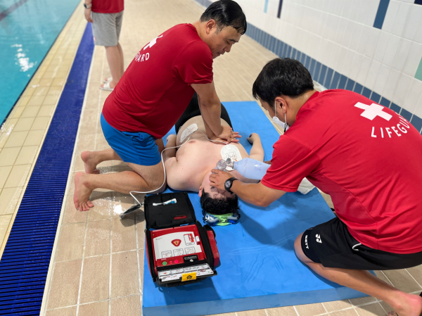 기성종합복지관 수영장 응급상황 대비 훈련