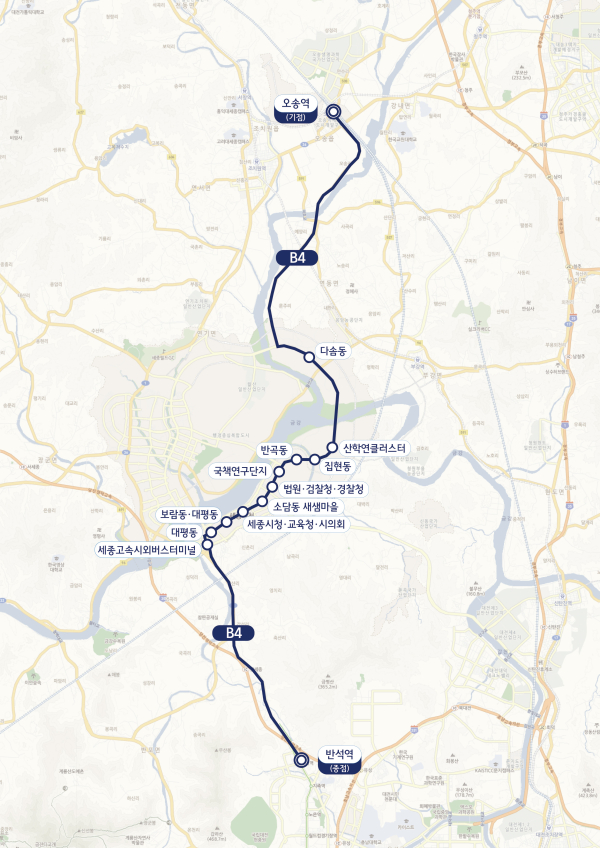 3·4생활권 경유 BRT 노선도