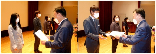 기획예산과 김은정 주무(최우수상),과학직업정보과 이기남 주무관(우수상) 사진