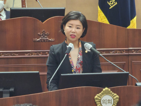 5분 발언을 하는 유수희 의원/박동혁 기자