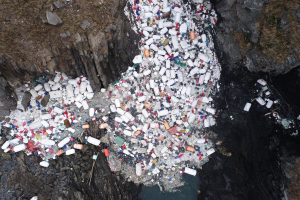 대청도 해양쓰레기 밀집지역 항공사진