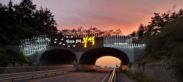 새롭게 단장한 부석면 입구 생태터널 모습