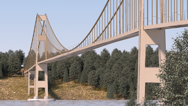 붕괴 전 타코마 다리를 CG로 구현한 이미지