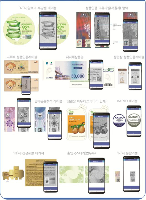 한국조폐공사 보안기술 적용 제품 이미지