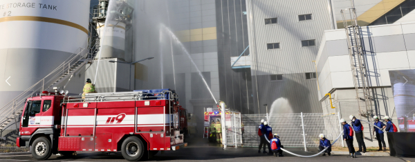 한국중부발전 신보령발전본부에서 2022 재난대응 안전한국 현장훈련 모습