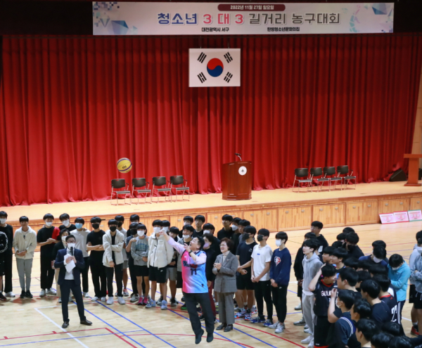 지난 27일 청소년 3대3 길거리 농구대회 행사 장면