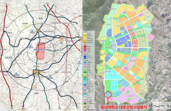 내포신도시 위치 및 충남대학교 내포산업시설용지