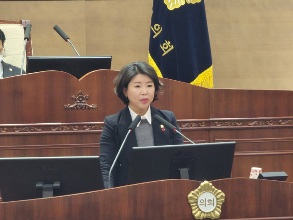 5분 발언을 하는 유수희 의원/박동혁 기자