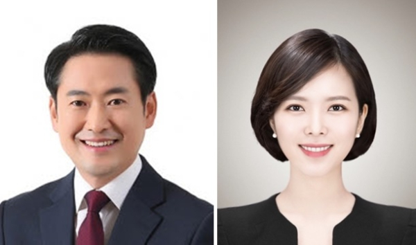 국민의힘 차기 당 지도부 선출을 위한 선관위원으로 발탁된 장동혁 국회의원, 이소희 세종시의원.