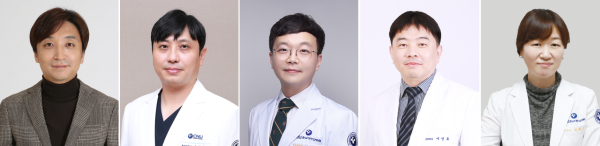 응급의학과 박정수 교수, 민진홍 교수(세종충남대학교병원), 강창신 교수, 영상의학과 이인호 교수, 신경과 정혜선 교수(사진설명 왼쪽부터)