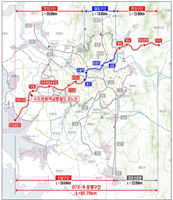 수도권광역급행철도 B노선 노선도