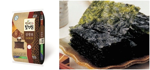 (좌)만세보령쌀 삼광미 골드, (우)조미김