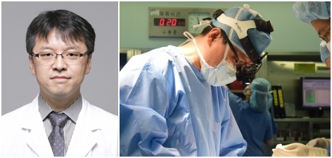 [좌] 흉부외과 최진호 교수 [우] 수술 중인 최진호 교수