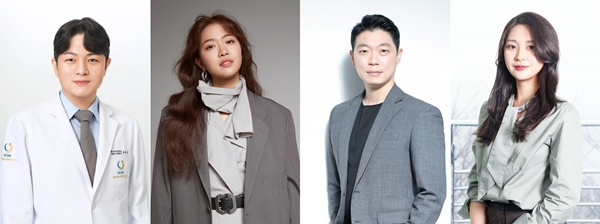 왼쪽부터 졸업생 대표 연설자 의사과학자 차유진 씨, 문화기술대학원에서 박사 학위를 받는 싱어송라이터 박새별 씨, 경영공학부에서 석사학위를 받는 창업가 문준석 씨, 경영공학부에서 석사학위를 받는 창업가 서인아 씨