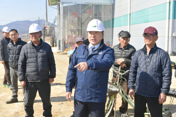 최재구 예산군수 광시면 시목리 양지편교 재가설 공사 현장방문 모습