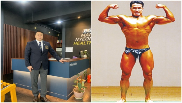 장석만 관장, (우) 장석만 관장 보디빌딩 선수시절 포징사진