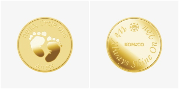 아기탄생 카드형 골드 제품 이미지 (골드 앞면과 뒷면)