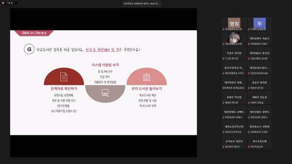 학교도서관 담당자 대상 맞춤형 교육 온라인 진행 모습