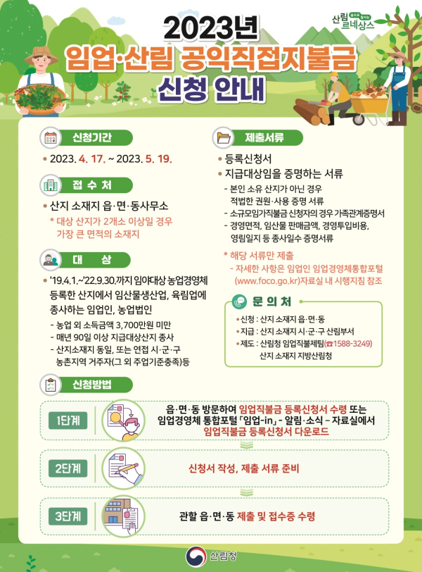 2023년 임업직불금 신청안내 포스터