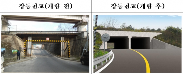 장등천교 통로박스 확장공사 전·후 비교사진