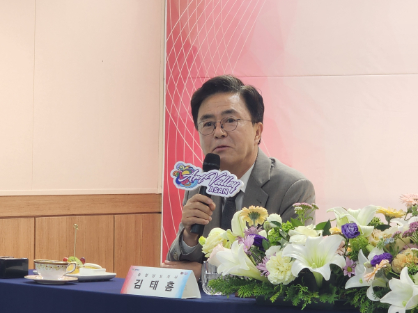 언론인 간담회를 주재하는 김태흠 충남지사/박동혁 기자