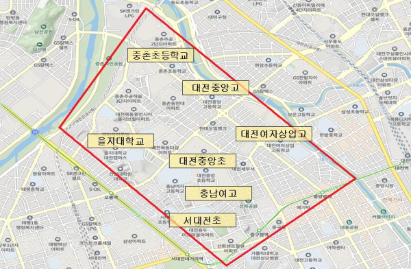 학교주변 LED보안등 설치사업 위치도