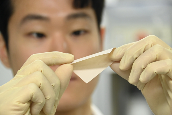 ETRI 연구진이 개발한 얇고 유연한 전고체 배터리의 고체 전해질막