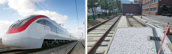 (좌) 한빛 틸팅전동열차 실물 사진, (우) 학교 설치 이전 장소 사진