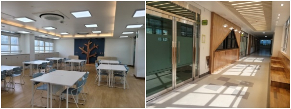 좌: 미래교실(구. 체육실), 우: 이음교실(구. 영어전용실)