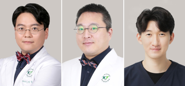 왼쪽부터 건양대병원 정형외과 오병학 교수, 유현진 교수, 최재규 전공의