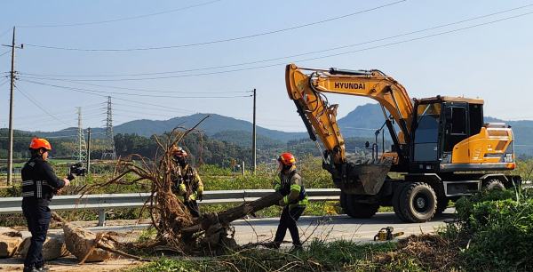 지난 27일 태안읍 산불대응센터 인근에서 진행된 ‘2023년 재난대응 안전한국훈련’ 현장훈련 모습