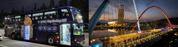 (좌) D-유니버스 야간관광 2층 셔틀버스 (우) 선셋 와인 다이닝