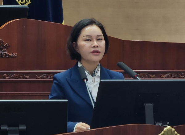 5분 발언을 하는 김미화 천안시의원/사진=박동혁 기자