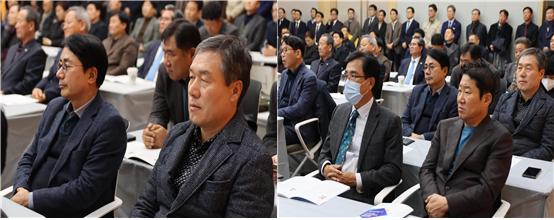 이관수 덕일건설 대표, 이증용 태성공영 대표, 김윤섭 흥일토건 대표, 정태해 신세계건설 대표