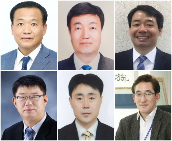 윗쪽부터 시계방향: 2027 충청권 U대회 조직위(파견) 지용환, 교통건설국장(승진의결) 박도현, 상수도사업본부장 문인환, 전략사업추진실장 한선희, 시민체육건강국장 손철웅, 시민안전실장 임묵